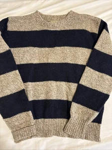 LLBean Mujer Vintage Mezcla Lana Talla Mediana Tostado y Rayas Azules EE. UU. - Imagen 1 de 9