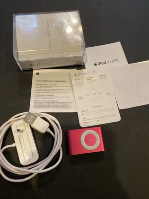 Apple iPod Shuffle 2nd Generation A1204 Pink Case Dock Cord Stickers Bundle - Image 1 of 4