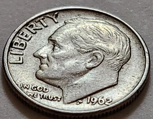 Moneda de diez centavos Roosevelt 1962 90 % plata (RD34) - Imagen 1 de 4