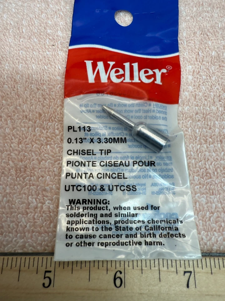 Новый резьбовой наконечник Weller PL113 0,13 дюйма x 3,30 мм для стандартных и ди-линейных нагревателей - Изображение 1 из 1