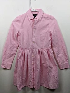 Polo Ralph Lauren Girls Cotton Shirt Dress Pink Size 10 Long Sleeve Button Front - Picture 1 of 12