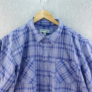 Camisa Orvis Para Hombres XL Botón a Cuadros Pesca Camping Manga Corta Botón Bolsillo - Imagen 1 de 5