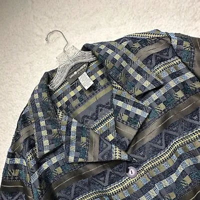 Blazer Sag Harbor Mujer 20W Azul Marrón Dorado Bordado Oficina Negocios Informal Foto 1 de 4