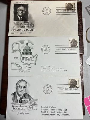 Franklin D Roosevelt 1966 6c 1ST Day Issue 3 Different Covers FD1010 - Image 1 of 4