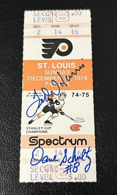 12/15/74 DAVE SCHULTZ Signed 1st Time GORDIE HOWE HAT TRICK Ticket STUB FLYERS - Image 1 of 2