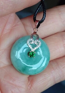 Certified Natural Grade A Icy Green Jadeite Necklace Pendant in Buckle Design - Picture 1 of 12