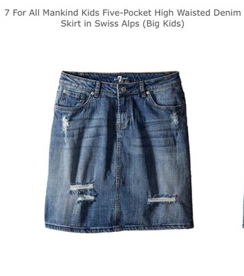 NUEVO CON ETIQUETAS 7 For All Mankind Jeans Niñas Grandes Falda Denim Envejecida Alpes Suizos Z401-7 Foto 1 de 2