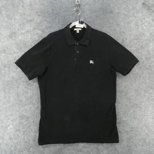 Burberry Brit Polo Shirt Men Large Short Sleeve Black Cotton w Logo - Picture 1 of 15