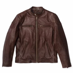Black Cafe Racer Leather Jacket - Picture 1 of 3