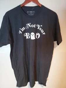 "I'm Not Your Boo" Graphic Black long Cotton T-shirt Size M/L Unisex NWT - Picture 1 of 2