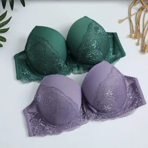 PLUS SIZE BRA BALCONY LACE PADDED PUSH UP BRA LADIES UNDERWEAR 36/8/40246 BCDDE - Picture 1 of 43