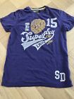 Mens Superdry Purple T Shirt 100% cotton Size Medium 36" Chest