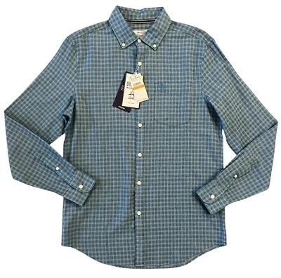 NWT Original Penguin Stretch Dobby Gingham Long Sleeve Button Up Shirt - Small - Image 1 of 4