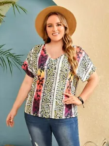 Top donna elegante 2XL manica corta scollo a V leggero comfort totale da indossare - Foto 1 di 8