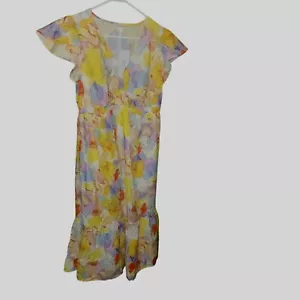 Isabel Maternity Women's Size M Flutter Short Sleeve Woven Maternity Dress - Picture 1 of 9