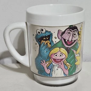 Sesame Street Mug 1978 Dawn Muppets Plastic Big Bird Oscar Cookie Bert Ernie - Picture 1 of 10
