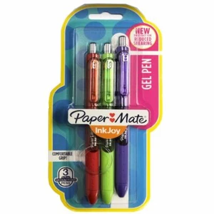 Bolígrafos rodillos de gel PaperMate InkJoy - surtidos (rojo/verde lima/púrpura) - paquete de 3 - Imagen 1 de 5