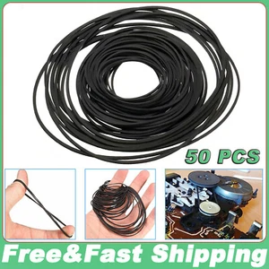 50 Piece Black Rubber Drive Belt For Cassette Player Recorder Repair Replacement - Picture 1 of 10