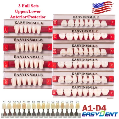 84/96Pc Dental Acrylic Teeth Resin Dentures Upper Lower full set A1/A2/A3 Shade - Image 1 of 4