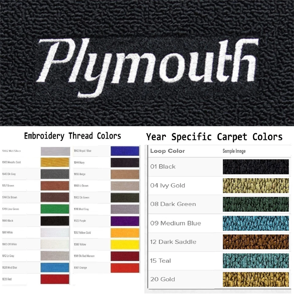 ACC 1971-1973 Plymouth Scamp заказной Plymouth слово логотип 4шт петля коврики - Изображение 1 из 4