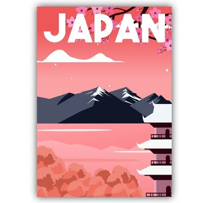Япония путешествий винтажный плакат искусства вырезать по форме виниловая наклейка - Изображение 1 из 4
