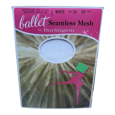 Medias blancas de malla sin costuras Ballet by Burlington de colección punta de tacón reforzado 9 1/2 Foto 1 de 2