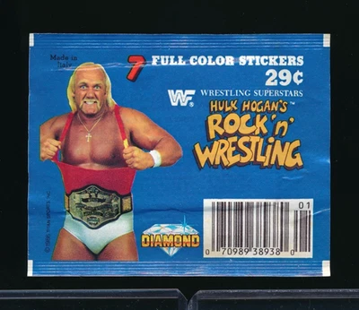 1986 Diamond WWF Hulk Hogan's Rock 'n Wrestling pegatinas sellado paquete de cera BXOS02 Foto 1 de 4