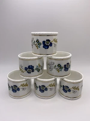 Juego de 6 servilletas de porcelana de hueso de flor de maíz azul ROYAL TARA Foto 1 de 4