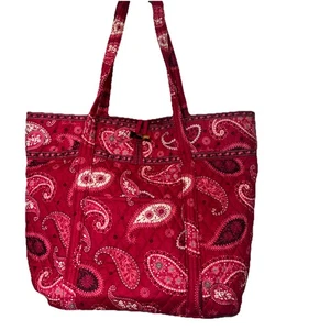 Vera Bradley Shoulder Tote Bag Vintage Red Mesa Paisley Retired 14x15” - Picture 1 of 10