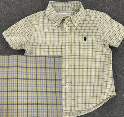 Camisa Polo Ralph Lauren Niños Abotonada 12 Meses Logo Poni Cuadros Amarillo Azul Foto 1 de 4