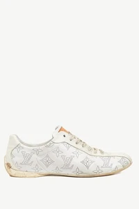 Louis Vuitton White Mahina Perforated Monogram Leather Sneakers, Size US 8.5 - Picture 1 of 11
