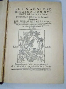 1897 DON QUIXOTE CERVANTES FACSIMILE OF THE 1608 EDITION !!! SPANISH - VOLUME 1 - Picture 1 of 24