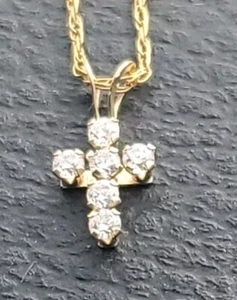 Jacmel Mauritius JCM 14K  Gold Pendant CZ/ Chain Is GF Dainty J1 - Picture 1 of 3