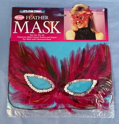Fun World Feather Sequin Masquerade Style Eye Mask With Elasticized Band One Sz - Image 1 of 3