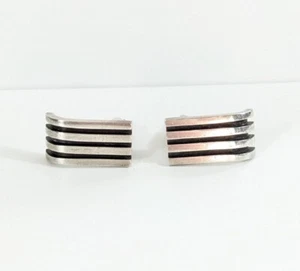 Antonio Pineda Modernist Sterling Silver cufflinks Grooved Ridged Lines - Picture 1 of 11