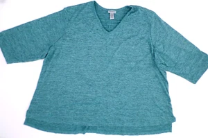 Catherines Plus Women's Top 5X 34/36W Blue-Green Marbled - Picture 1 of 5