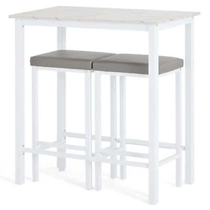 Pub Counter Height Table Set with 2 Padded Stools, Home Kitchen Dining Table Set - Picture 1 of 6