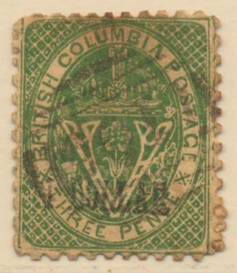 Canada British Columbia Sc. 18 Seal of British Columbia 1867 Used FORGERY LIKELY - Picture 1 of 3