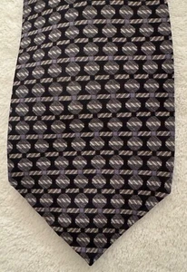 Corbata Geoffrey Beene 100 % seda para hombre hecha en EE. UU. negra gris púrpura marfil - Imagen 1 de 6