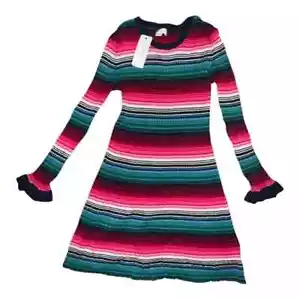 Gymboree Girls Multicolor Striped Dress Sparkle Long Sleeve Small NWT - Picture 1 of 8