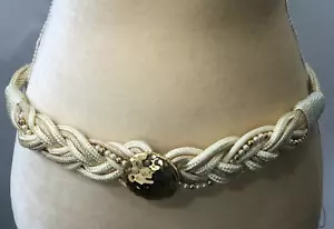 Vintage Statement Belt Woven Braided Medallion Beaded - 36 In - Picture 1 of 12