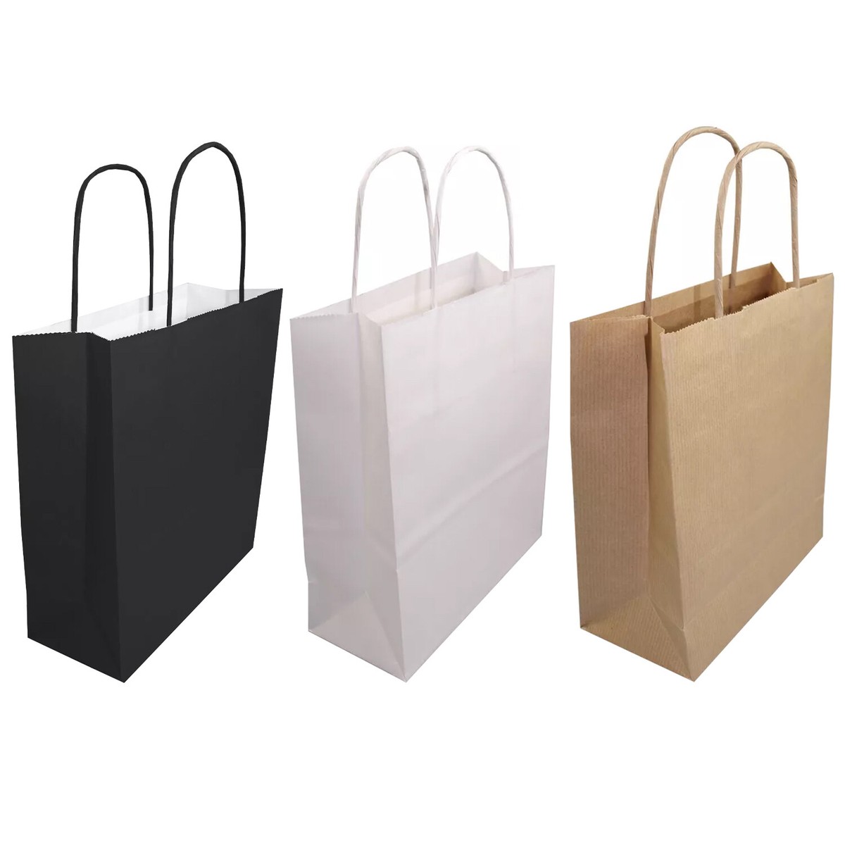 50-Pack Kraft Paper Gift Bags With Handles - 8.26"L X 4.33"W X 10.62"H | Brown Shopping Bags For Retail, Weddings, Parties
