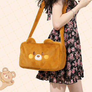 GeekShare Girl Orange Bear Shoulder Bag Storage Bag Shoulder Plush Bag Large 
