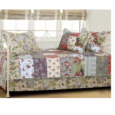 Daybed Bedding Set Patchwork Earth Color Floral 5 Piece Cotton Fabric Bed Cover - Image 1 of 4