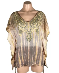 Hale Bob Cabana Coverup Tie Dye 100% Silk Chiffon Blouse Sz S MSRP $248 NEW NWT - Picture 1 of 7