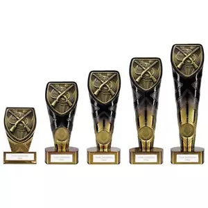 Clay Pigeon Shooting Trophies Fusion Cobra Black Gold 5 Sizes FREE Engraving - Picture 1 of 6