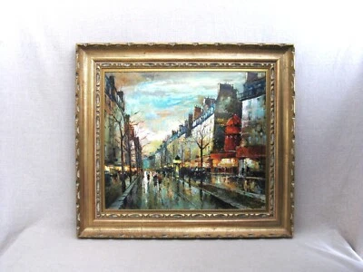 Vintage European Landscape Original Framed Painting Architecture Fine Wall Art - Image 1 of 4