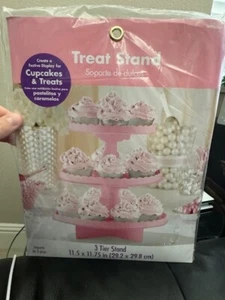 Amscan Pink 3 Tier Cupcake Treat Stand 11.5"x 11.75 Party Tableware Decoration - Picture 1 of 2