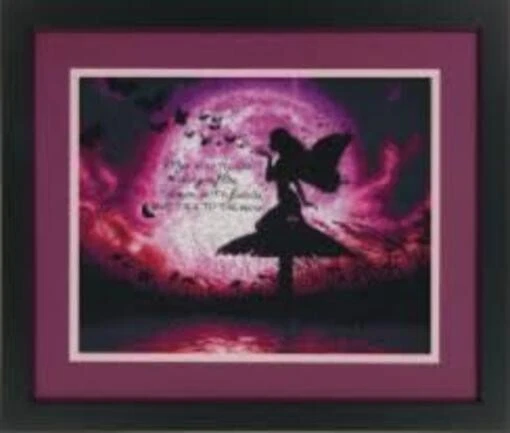 Diy 针绣十字绣蝴蝶仙女。 刺绣套装 未印版帆布 — 第 1/1 张图片