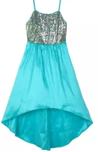 Amy Byer Big Girl's Rainbow Sequin High-Low Fanciful Dress-Size-14 - Picture 1 of 5